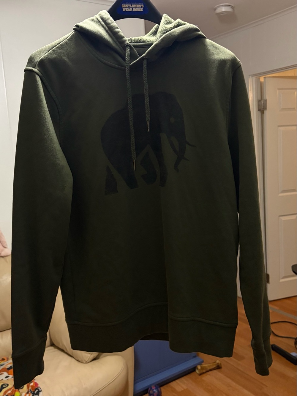 Banana Republic Olive Green Hoodie with Elephant Motif